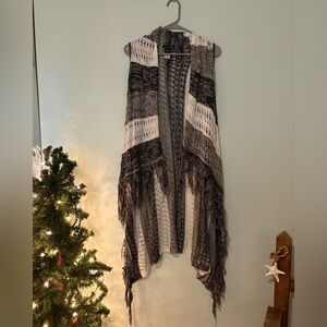 Knit open front knit vest duster